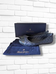 Brooks Brothers Ballet Flats Slip On Shoes Blue Quilted Leather Womens Size 8.5 - Picture 1 of 8