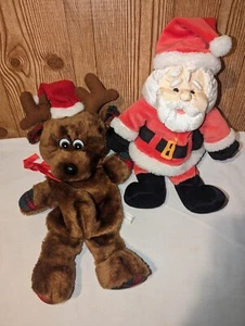 Vintage House of Lloyd Reindeer Bag Christmas Pouch & Dakin Santa Puppet - Picture 1 of 9
