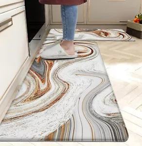 Kitchen Mats for Floor anti Fatigue Floor Marble Cushioned Memory Foam Non Slip  - Picture 1 of 3