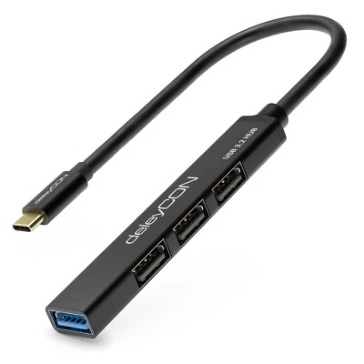 USB HUB 4Port Verteiler 4x USB-A 1x USB3.0 & 3x USB2.0 mit USB-C Stecker Schwarz - Bild 1 von 4