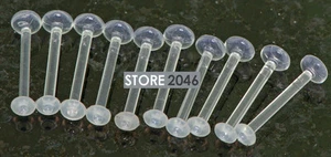 10 Pc 14g 5/8" All Clear Tongue Rings Tongue Retainers W/ Clear O Rings No Metal - Picture 1 of 1
