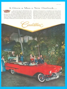 Cadillac convertible tropical party palm trees surf club vintage print ad 1957 - Picture 1 of 4