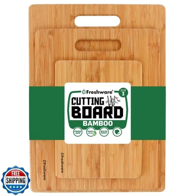 Bamboo Cutting Boards for Kitchen [Set of 3] Wood Cutting Board for Chopping  - Image 1 of 4