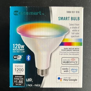 Ecosmart 120W LED Spot Light PAR38 Smart Color Changing WiFi Control Hubspace - Picture 1 of 8