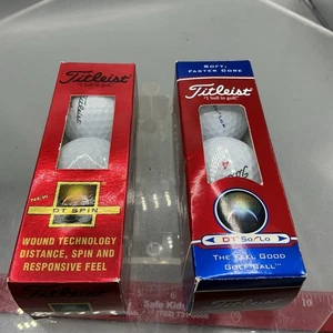 Golfball Set - Titleist DT So/Lo & DT Spin - 6 neue Sammelbälle mit Logos - Bild 1 von 3