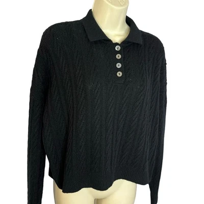 Осень кашемир коробка кабель трикотажа поло кашемир свитер черный мягкий роскошь XS  - Изображение 1 из 4