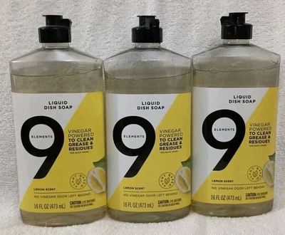 (3 Pack) 9 Elements Liquid Dish Soap, Lemon Scent, 16 Ounces - Image 1 of 4