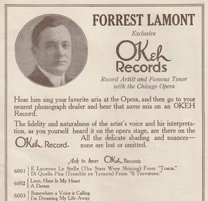 1920 Okeh Records General Phonograph Co. Forrest Lamont PRINT AD 7”x10” OFF2 - Picture 1 of 3