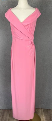 Lauren Ralph Lauren Womens Jersey Off The Shoulder Gown Pink Size 8 Pre-Owned Ex - Image 1 of 4