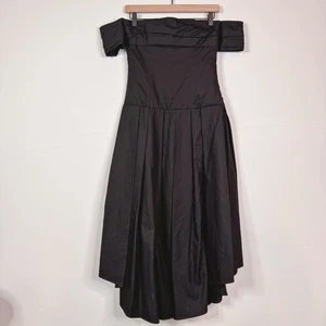 Abito midi Khaite spalle scoperte nero cotone nuovo con etichetta taglia 2 minimalista tranquillo lusso - Foto 1 di 12