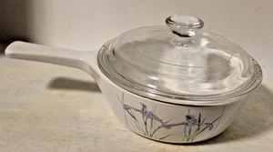 Corning Ware Shadow Iris Pattern Sauce Pan With Clear Pyrex Lid /2QT - Picture 1 of 5