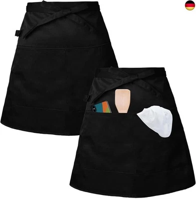 Jinlaili Schürze Damen, Kochschürze Damen Kurz, Taille Küchenschürze, Gri