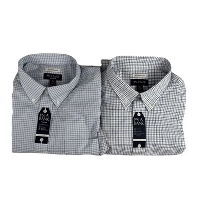 Jos A Bank Lot of 2 New Dress Shirts Plaid 18.5-34/35 Office Business  - Image 1 of 4