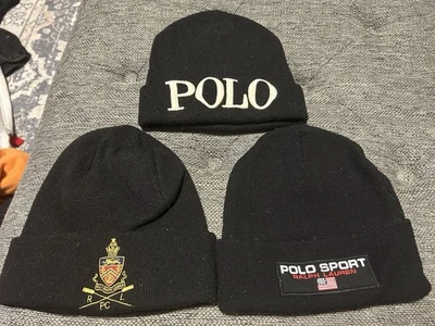 Polo Sport Ralph Lauren Men's Black Crest Graphic Spell Out Ribbed Beanie (3) - Image 1 of 4