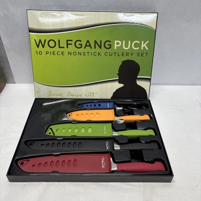 Juego de 5 cuchillos para cubiertos antiadherentes de colores Wolfgang Puck. Falta 1 *AZUL* Nuevo Foto 1 de 4