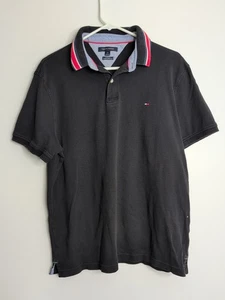 Tommy Hilfiger Hemd Herren Größe L Schwarz Polo Kurzarm Kragen Erwachsene - Bild 1 von 7