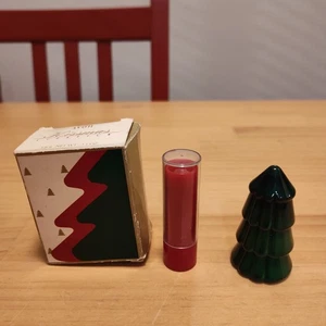 AVON Kissmas Lippenstift Softshell rosa mit Weihnachtsbaumkappe 1994 Vintage - Bild 1 von 8