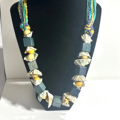 Collar de crucero tropical hawaiano con cuentas de mar y madera fiesta de playa de verano Foto 1 de 4