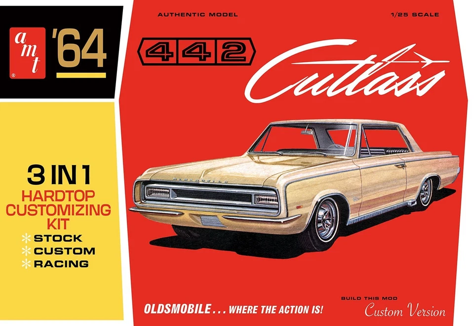Model Plastikowy samochodu - 1964 Oldsmobile Cutlass 442 Hardtop - AMT 1066 1/25 - Immagine 1 di 1