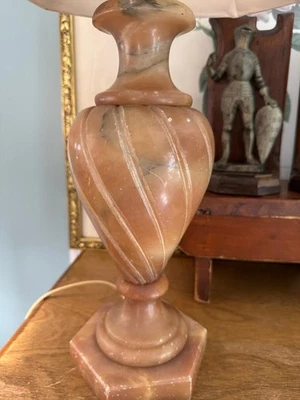 Vintage Italian Carved Alabaster Urn Lamp - Image 1 of 4
