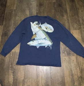 Camiseta Guy Harvey Para Hombre Grande L Azul Marino Manga Larga - Imagen 1 de 3