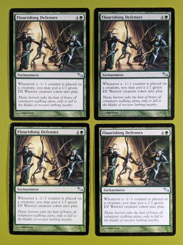 Flourishing Defenses x4 Shadowmoor 4x Playset Magic the Gathering MTG  - Image 1 of 1