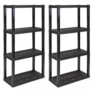 4-Tier Shelving Unit 57"H Multipurpose Home Storage Organizer Black Pack of 2 - Picture 1 of 7
