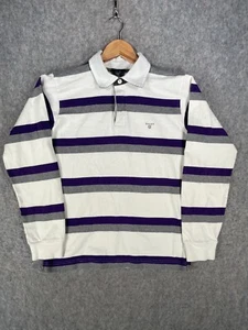Gant Polo Shirt Boys 2XL 13-14 Years White Purple Rugby USA Logo Sports Top - Picture 1 of 14