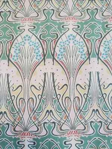 Tela Ianthe Art Deco Césped Algodón Rosa Verde Por 50 cm Confección - Imagen 1 de 4