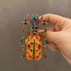 Sparkling Rhinestone Spider Brooch Hats Scarves Pants Fashion Souvenir Orange - Picture 1 of 1