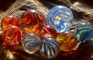 😎“Hybrid”Group Of Cat Eye’s &6 Fingers- Different Makers-Shooter Marbles-.58-82 - Picture 1 of 6
