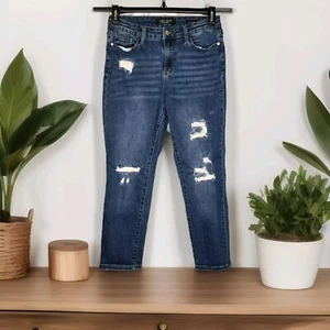 Judy Blue Jeans Womens Sz 28 Distressed Stretch Denim Boyfriend Fit 88306 - Picture 1 of 11