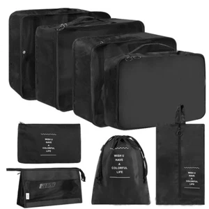 8Pcs Packing Cubes Luggage Storage Organiser Travel Compression Suitcase Bag G - Picture 1 of 12