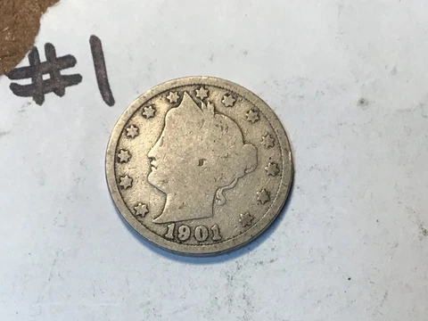 1901 Liberty Head V-Nickel, US 5 Cents, Fills A Hole In Your Folder, Vnick Cover