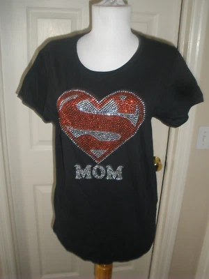 Camiseta negra vintage para mujer con lentejuelas yunque M ver foto para logo (T54) Foto 1 de 4