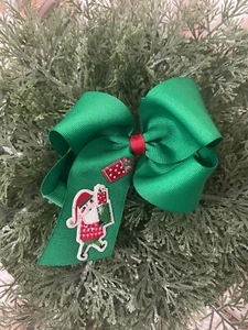 "Fiocco per capelli boutique Taylormadecustombows Natale Babbo Neve applicato boutique 5x5x2" - Foto 1 di 2