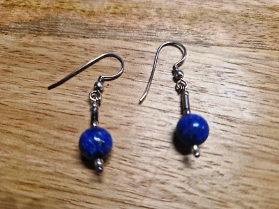 💥💎 Echte Lapislazuli Ohrringe Ohrstecker Paar 925 Silber Mehrteilig 💥💎 - Bild 1 von 4