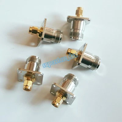 Adapter N female jack to SMA male plug flange mount RF connector Converter - Image 1 of 4