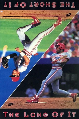 Barry Larkin LONG AND SHORT Cincinnati Reds Vintage 1991 23x35 NIKE POSTER Cover