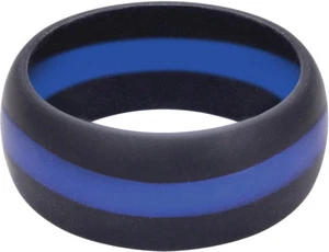 Anello sottile in silicone linea blu anticonduttivo resistente fascia nuziale alternativa - Foto 1 di 1