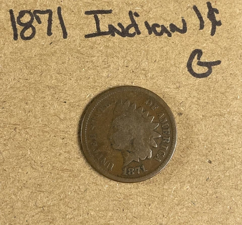 1871 Indian Head Cent Good Penny GD See Pictures Cover