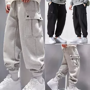 Men's Cargo Sweatpants Straight Leg Casual Loose Fit Baggy thletic Jogger Pants - Picture 1 of 14