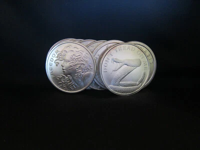 8 Coin Lot Roll Of Mixed Silver Shield 1 oz Silver BU Rounds - SEE DESCRIPTION - Image 1 of 4
