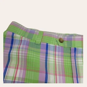 Cutter & Buck Madras Plaid Mens Size 38 Shorts Purple Green Golf T29 - Picture 1 of 7
