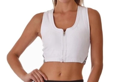 KI PRO NYC 白色黑色拉链中码高冲击运动胸罩全新女式 L 码 — 第 1/4 张图片