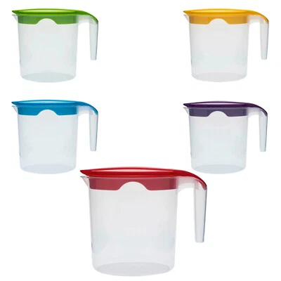1 Litre Plastic Jug with Lid Water Pitcher For Fridge Door Care Home Nursery - Image 1 of 4