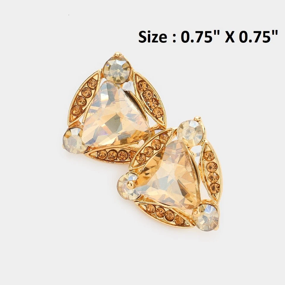 Pendientes triangulares cuadrados de cristal con estrás para poste de boda de cóctel Foto 1 de 1