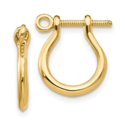10k Yellow Gold Mariners Nautical 3-D Shackle Link Screw Earring, 1mm Post - Image 1 of 3