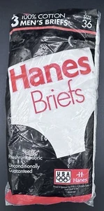 Vintage 1995 Hanes 100% Baumwolle weiß Herren 36 Slips Unterwäsche 3er Pack Y2K 90er RAR - Bild 1 von 2