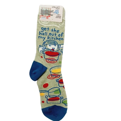 Calcetín Azul Q Crew Mujeres Niño Get H*** Out My Kitchen Cooking Soup Cuchara NUEVO CON ETIQUETAS NUEVO Foto 1 de 4